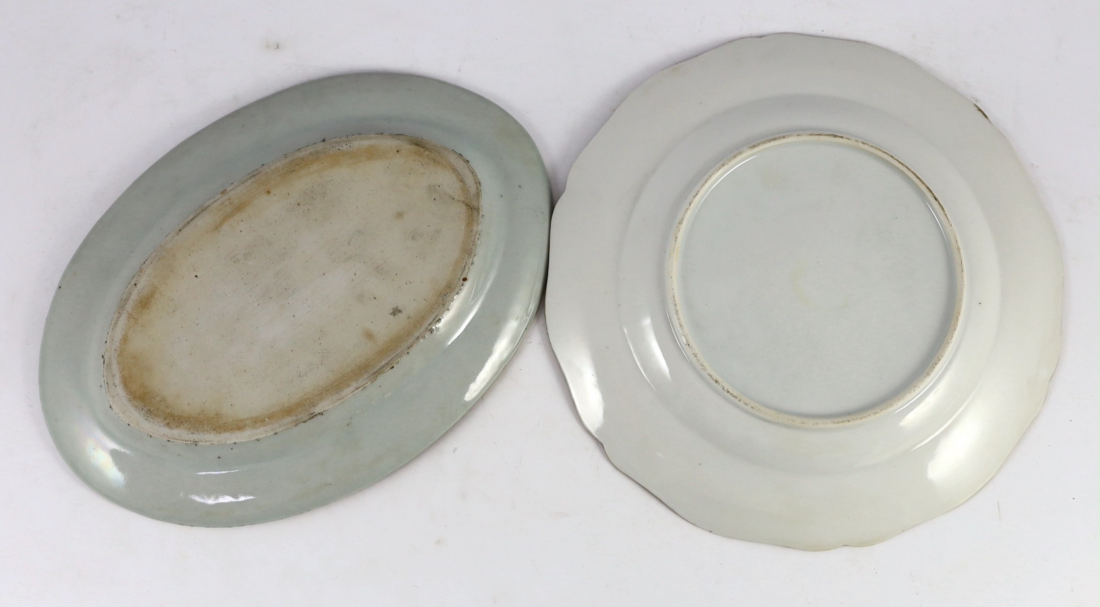 Two fine Chinese famille rose fencai dishes, 19th century, 24cm diameter